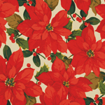 Large Red Poinsettias on a Cream Background - Martha Negley - Click Image to Close